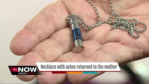 Necklace with ashes of baby girl returned to mother in metro Detroit