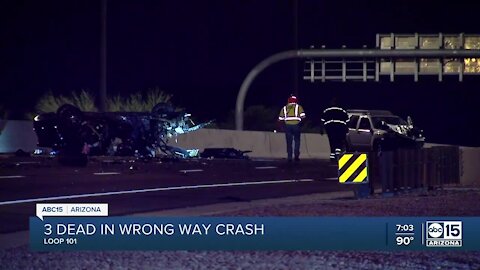 3 dead after wrong-way crash on West Loop 101 at Camelback Road