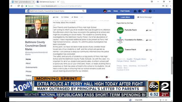 Extra police at Perry Hall High after fight involving gun