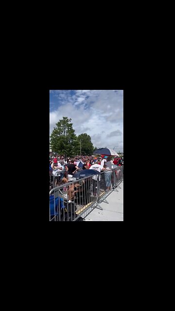 Large crowds await President Trump's rally in North Carolina.