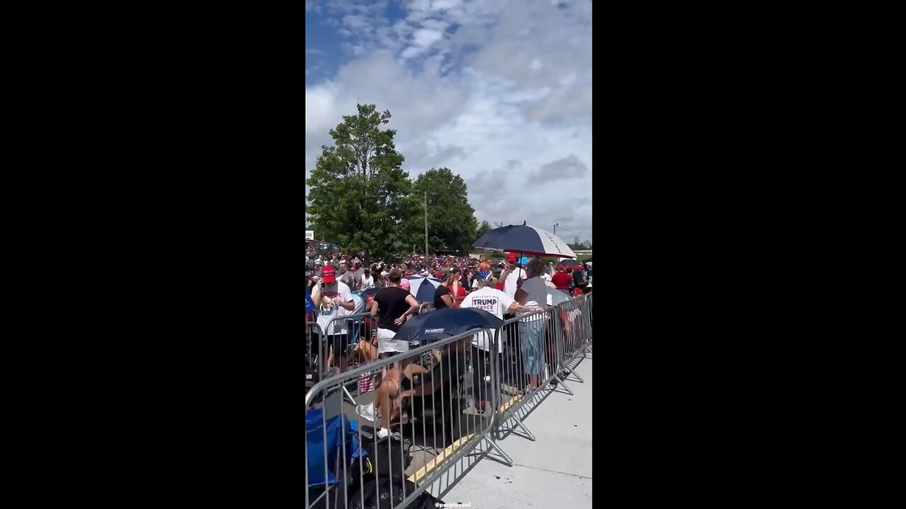 Large crowds await President Trump's rally in North Carolina.