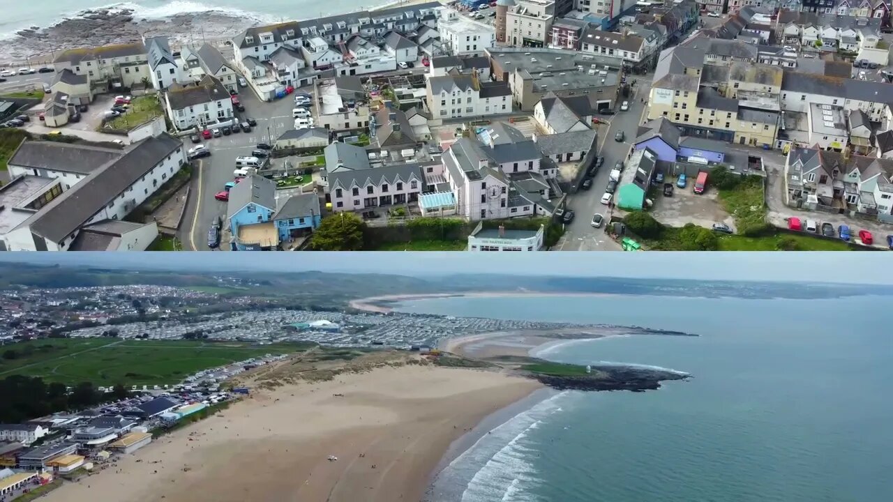 Porthcawl Drone: Salt Lake I split screen I Bank Holiday