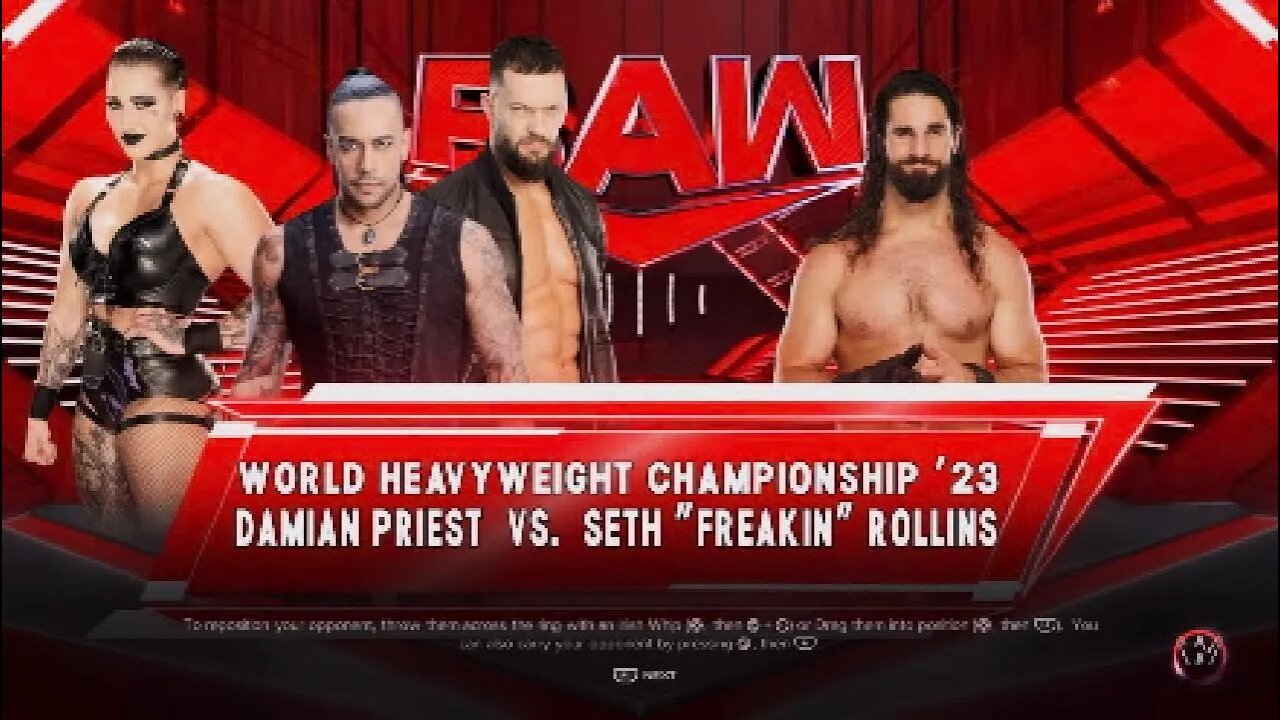 WWE Monday Night Raw Damian Priest vs Seth Freakin Rollins for the WWE World Heavyweight Title