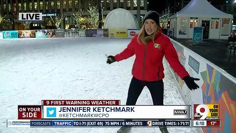 Jennifer Ketchmark goes ice skating on Fountain Square on this cold morning