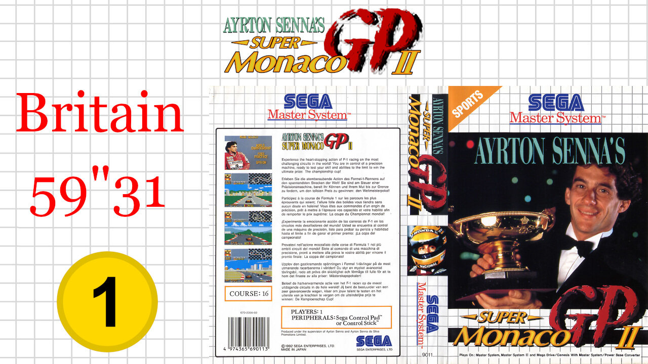 Ayrton Senna's Super Monaco GP II [SMS] Britain [59"31] WR🥇 | SEGA Master System Marceau