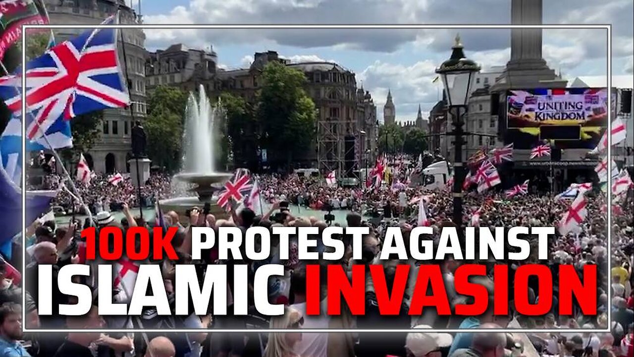 VIDEO: 100,000 People Protesting Against Islamic Invasion Of England— Tommy Robinson Reports