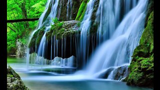 Quiet music with a wonderful waterfall view.