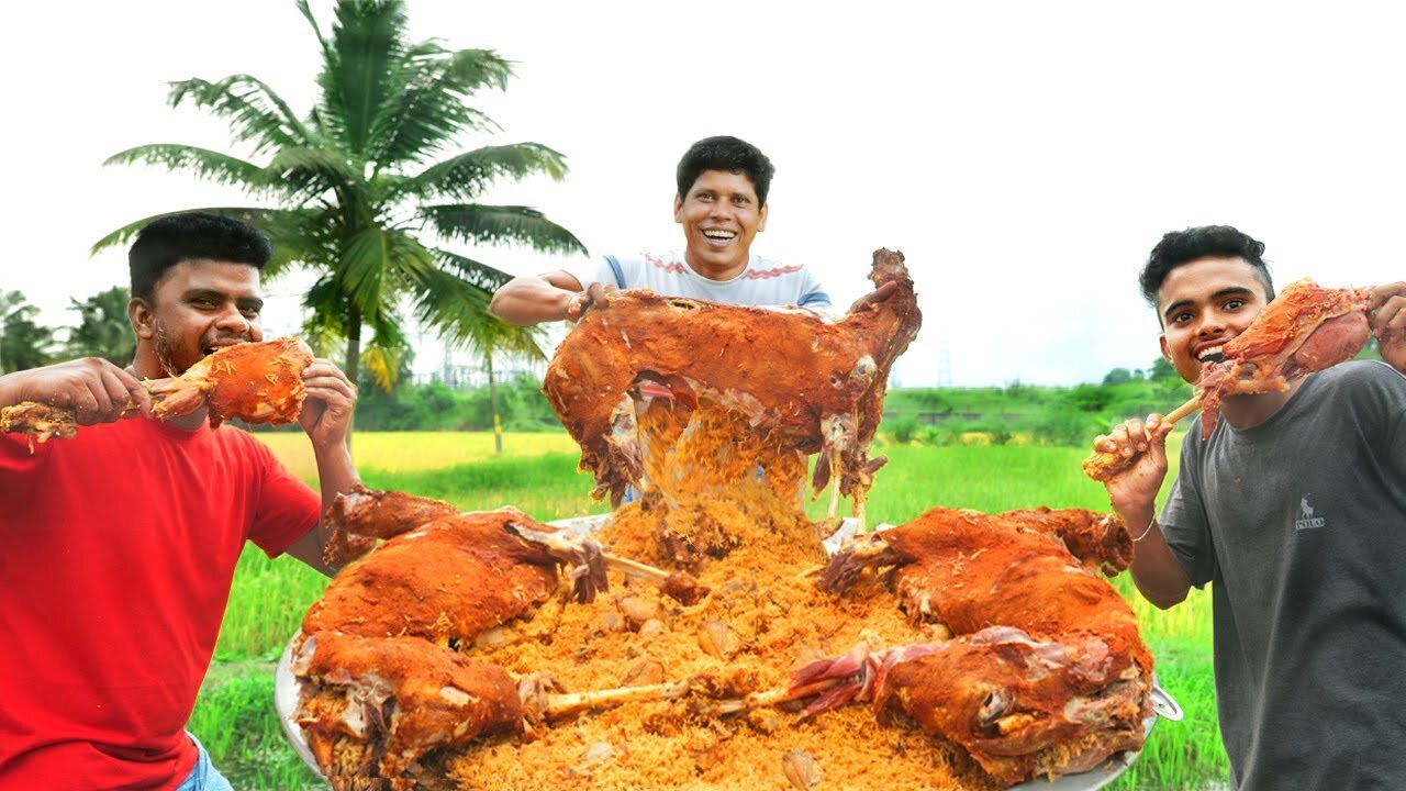 INSIDE CHICKEN BIRYANI | Full Goat Mutton Cooking With Inside Chicken Biryani | Biryani Recipe