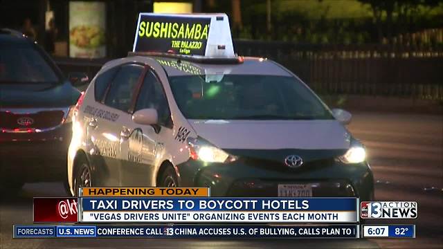 For the next 72 hours some Las Vegas taxi drivers will boycott strip hotel casino