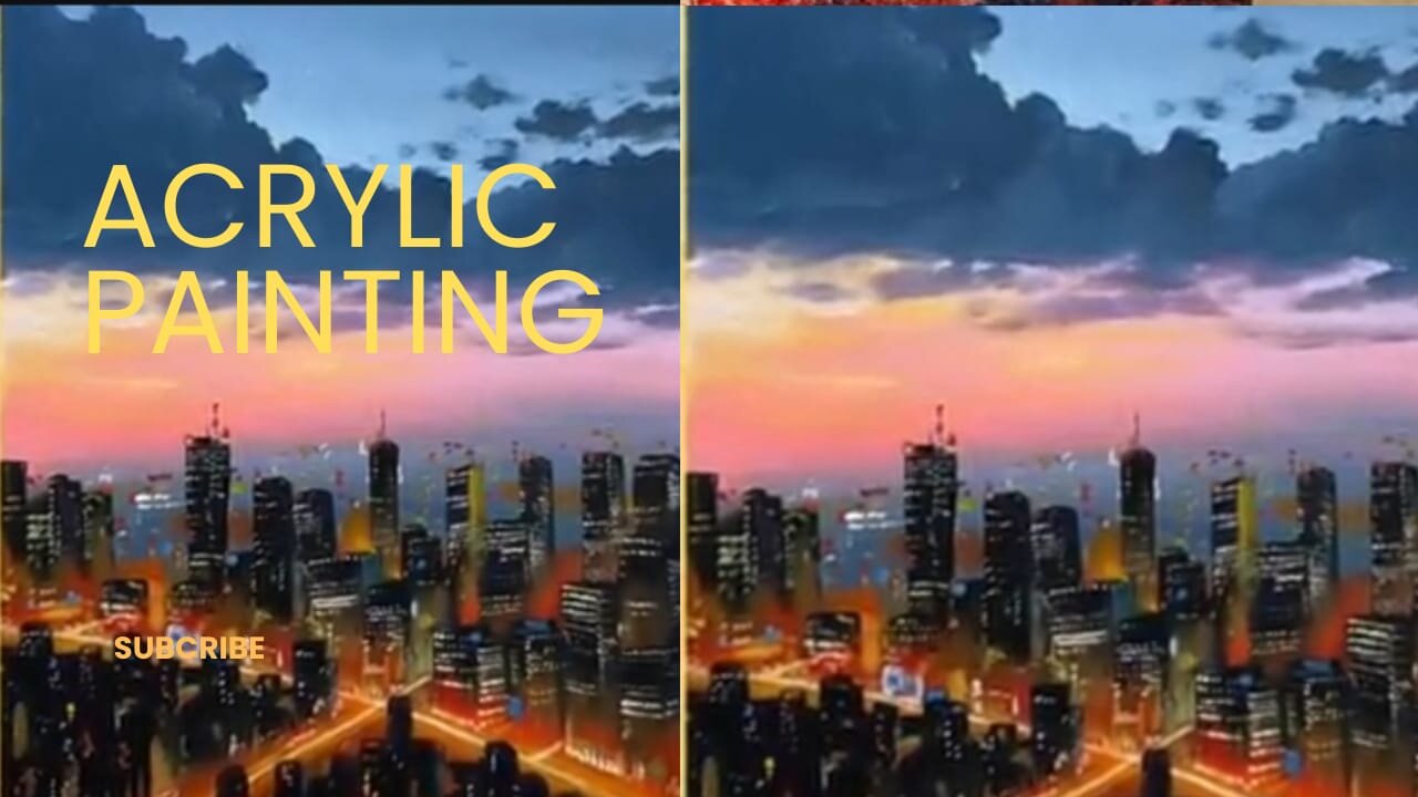 Easy to Draw Cityscape Acrylic Painting / Painting for Beginners