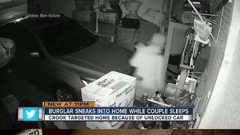 Burglar uses garage door opener to break into a home while couple sleeps inside