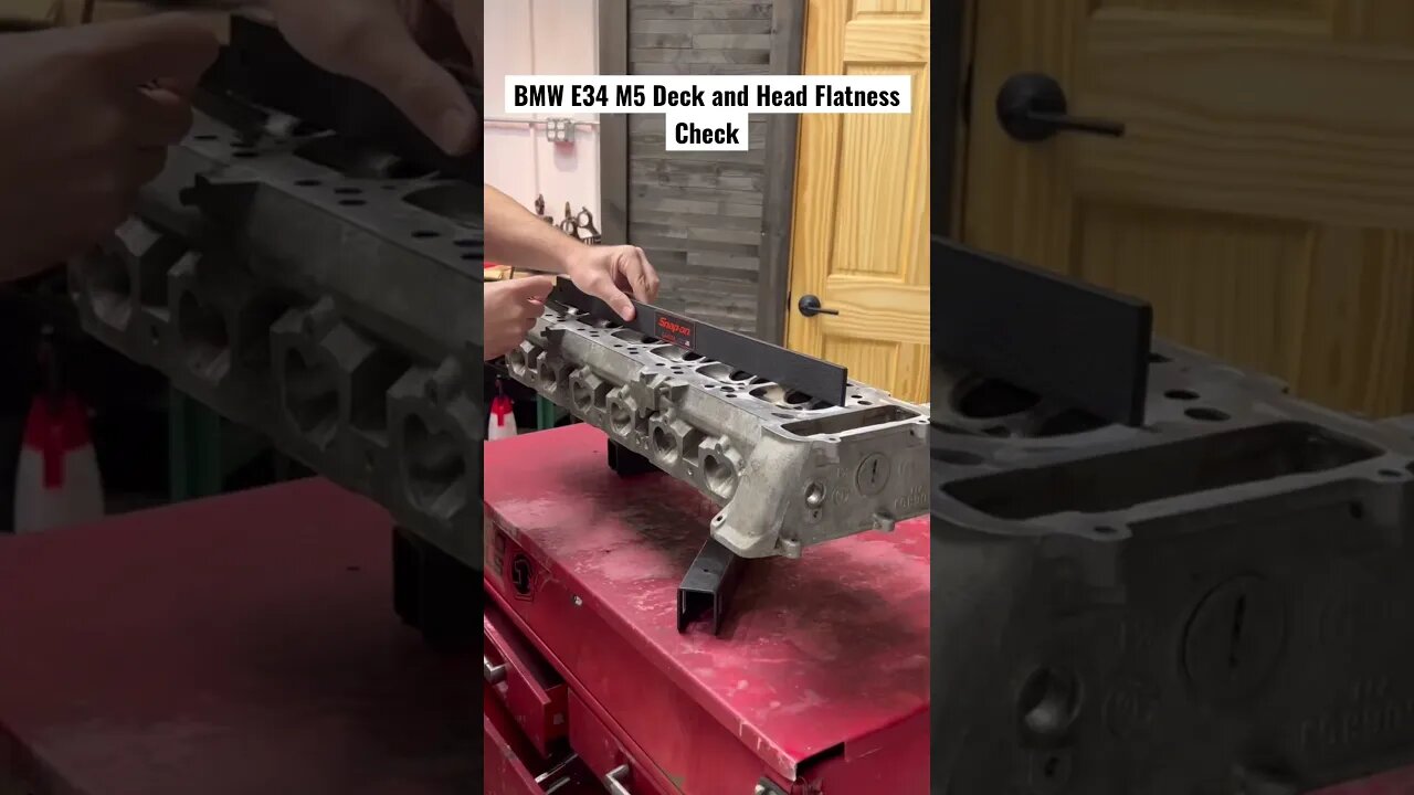 BMW E34 M5 Deck and Head Flatness Check #automobile #mechanic #bmw #carmechanic #tool #bmwm5 #bmwe34