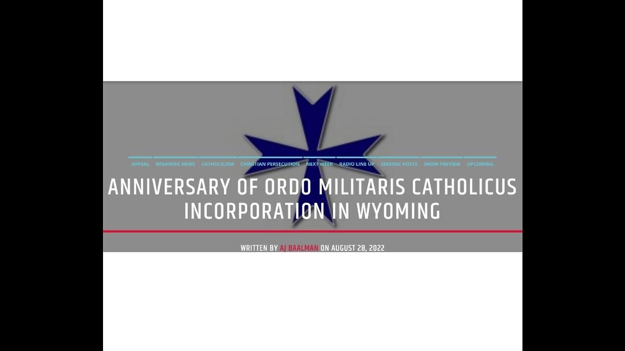 Anniversary Of Ordo Militaris Catholicus Incorporation In Wyoming