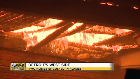 Two homes engulfed in flames on Detroit's west side