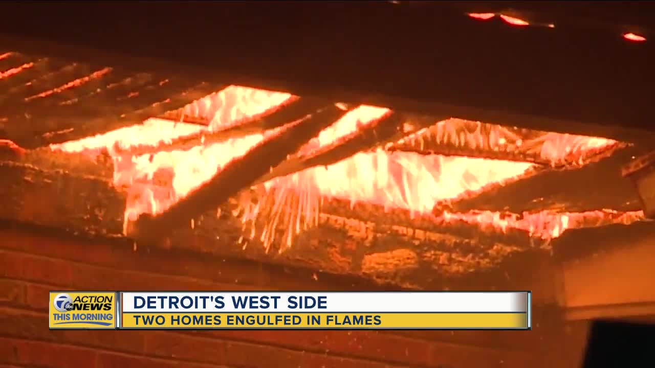 Two homes engulfed in flames on Detroit's west side