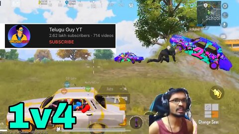 Telugu Guy YT in my lobby | 1v4 against Telugu Guy | kadu pubg