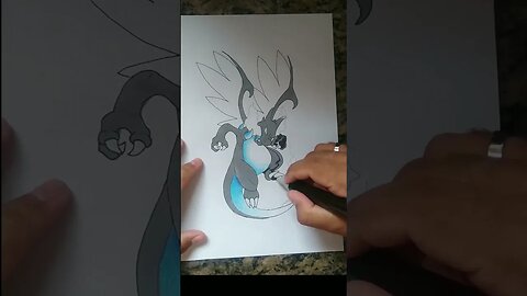 Desenhando o MegaCharizard X / Drawing mega charizard X #pokemon #pokemontcg #short