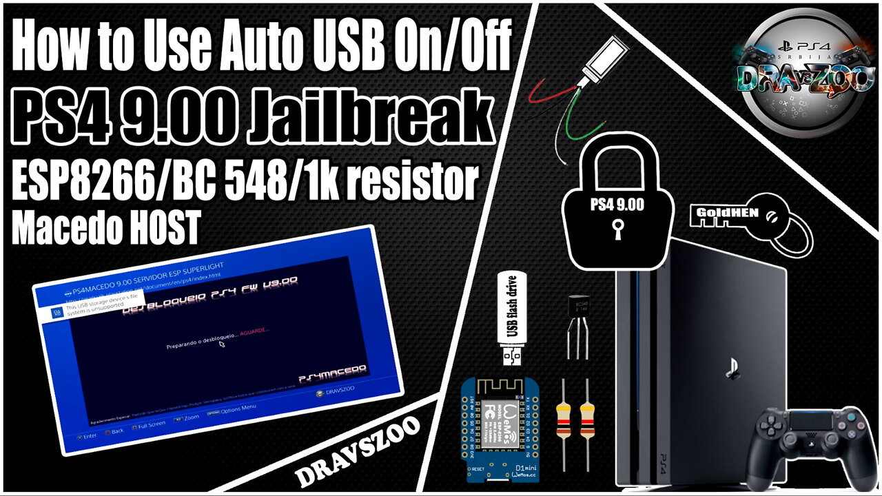 How to use USB auto on/off when activating Jailbreak for PS4 9.00 with ESP8266 Moded | Full Tutorial