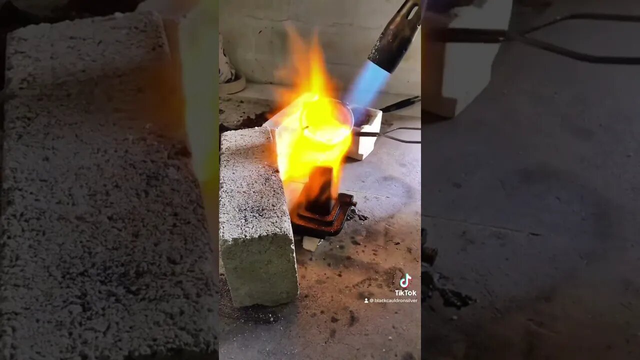 Creating a wire ingot from scrap silver.