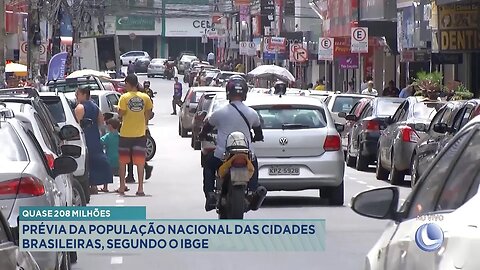 Quase 208 Milhões: Prévia da População Nacional das Cidades Brasileiras, segundo o IBGE.