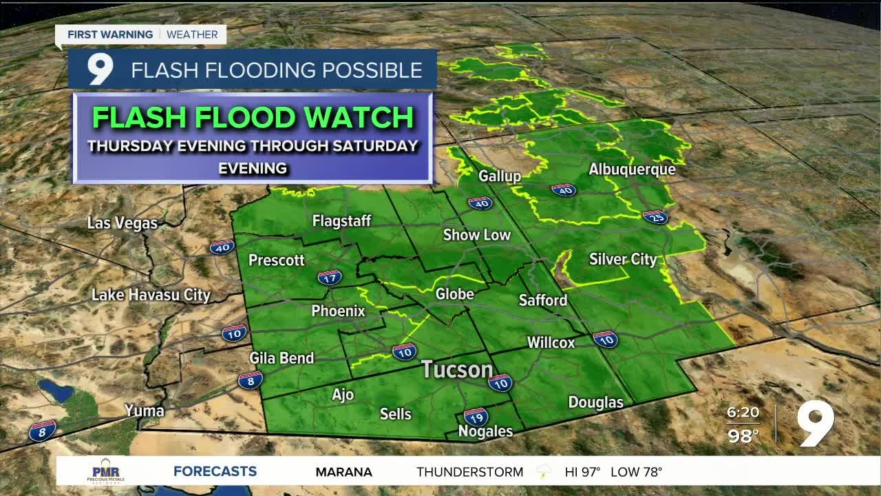 Flash Flood Watches go into effect Thursday Evening