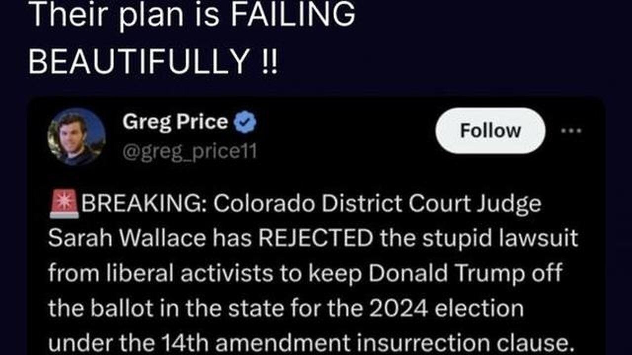 U.S. SUPREME COURT OVERTURNS COLORADO SUPREME COURT DISQUALIFICATION OF DONALD IN 2024 12-19-23 H. A