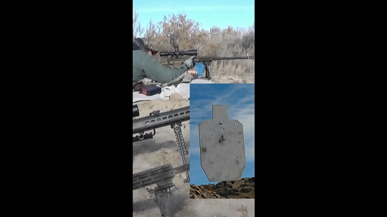 .338 Lapua, 1000 yds with follow up shot.