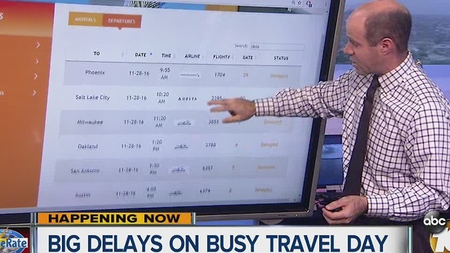 Big delays on busy travel day