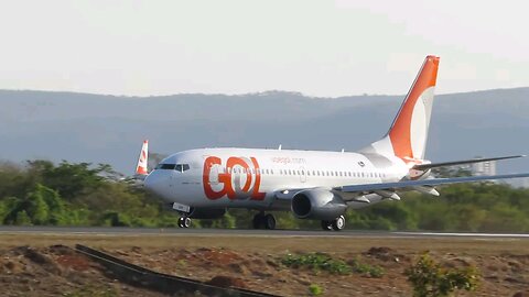 Decolagem Boeing 737-700 PR-GIH ''New Colors'' Gol linhas aéreas no Aeroporto de Montes Claros