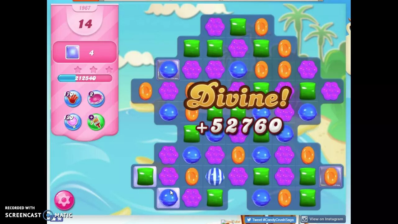 Candy Crush Level 1967 Audio Talkthrough, 1 Star 0 Boosters