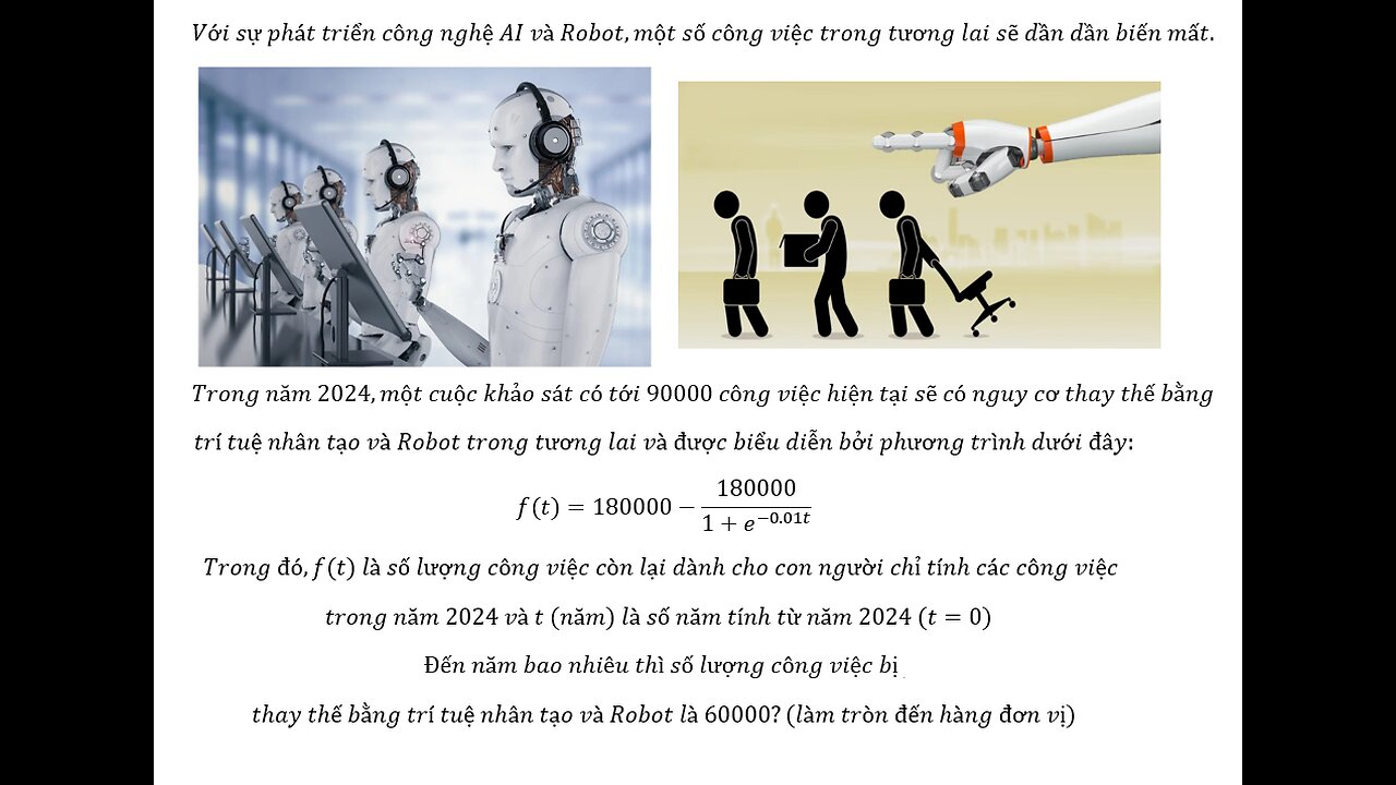 Toán 12: Hàm log: Với sự phát triển công nghệ AI và Robot,một số công việc trong tương lai sẽ