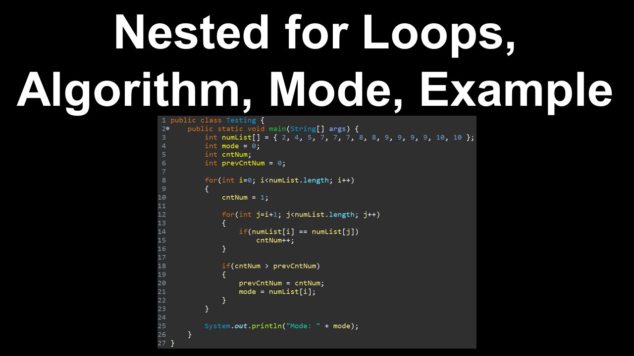 Nested for Loops, Algorithm, Mode, Example - AP Computer Science A