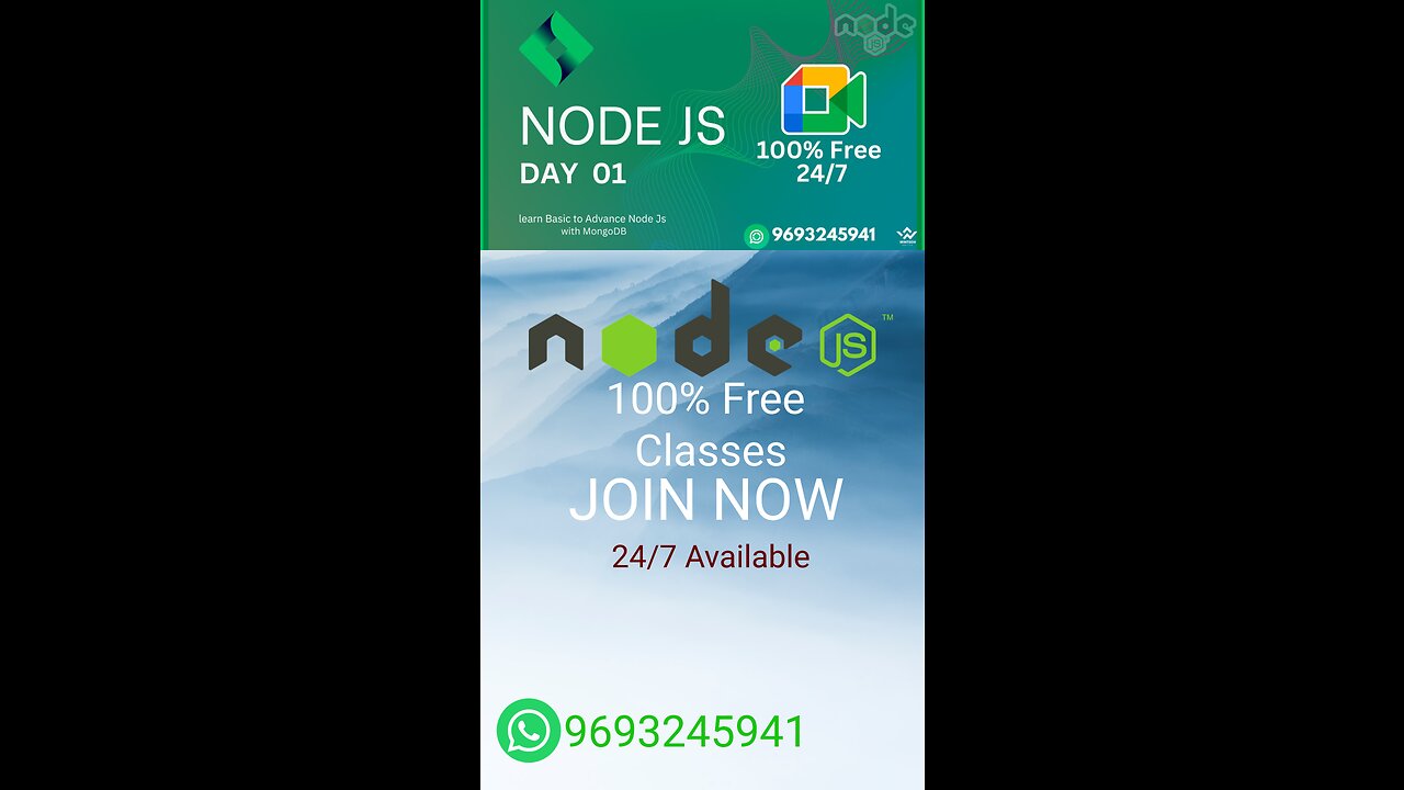 NODE JS || SHORTS || REGISTER NOW || 100% FREE CLASSES || GOOGLE MEET