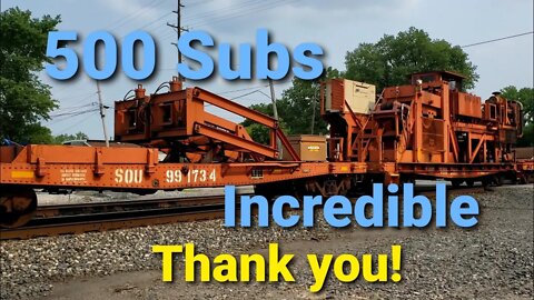 Norfolk Southern empty Ribbon Rail train. A 500 Sub Thank You