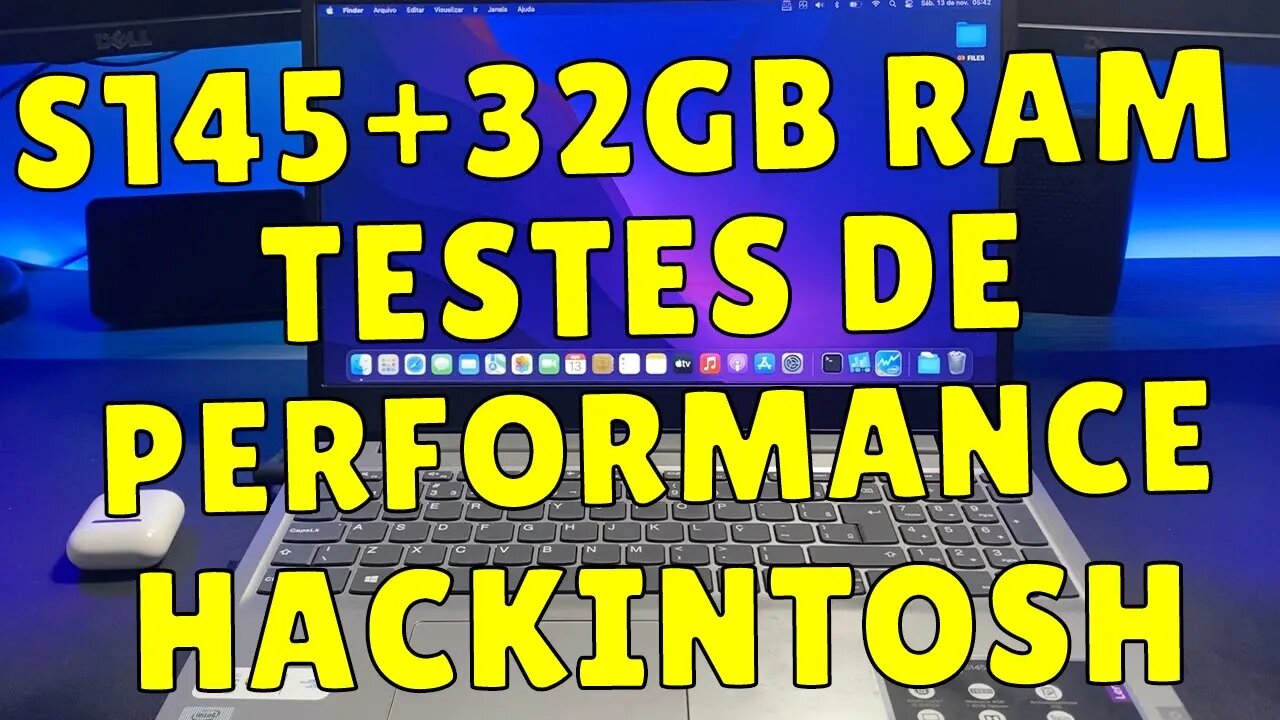 HACKINTOSH LENOVO S145 10ª GERAÇÃO i7-1065G7 - TESTE DE PERFORMANCE COM 8, 20 E 36GB RAM! CONFERE!