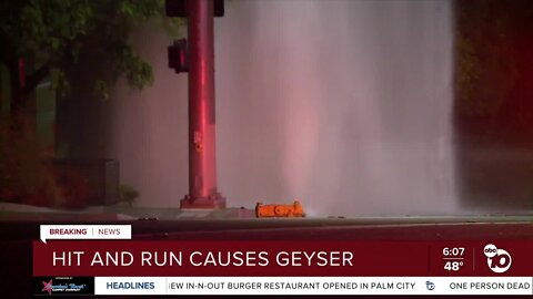 Hit-and-run crash leads to broken hydrant, geyser in National City