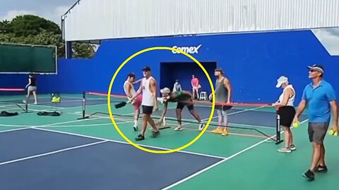 Pickleball Sore Loser Viciously Kicks His Opponent In The Face