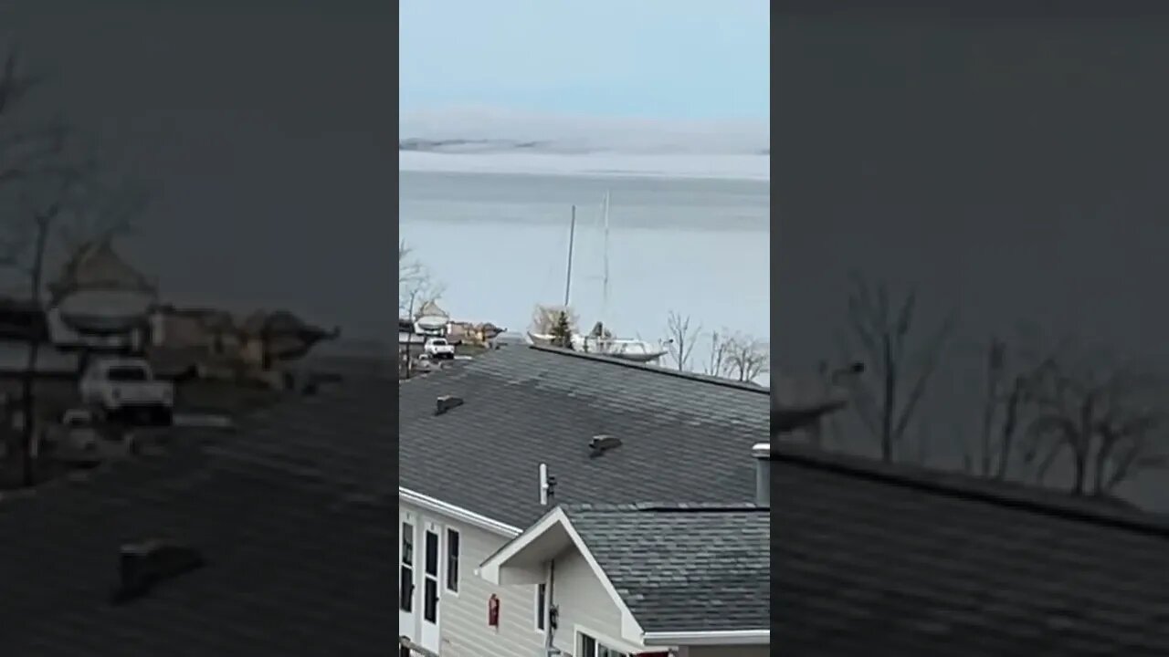 Fog bank on Lake Superior Madeline Island.￼