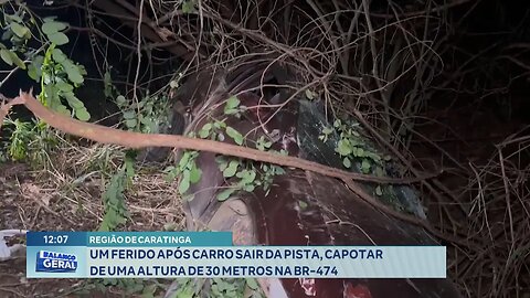 Região de Caratinga 1 Ferido após Carro sair da Pista e Capotar de uma Altura de 30 Metros na BR-474