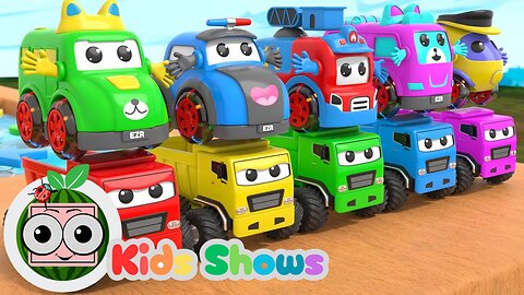 Wheels On the Bus + Baby Shark song - high slides and pool jumps