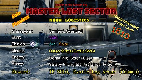 Destiny 2 Master Lost Sector: Moon - K1 Logistics on my Warlock Solo-Flawless 2-21-23