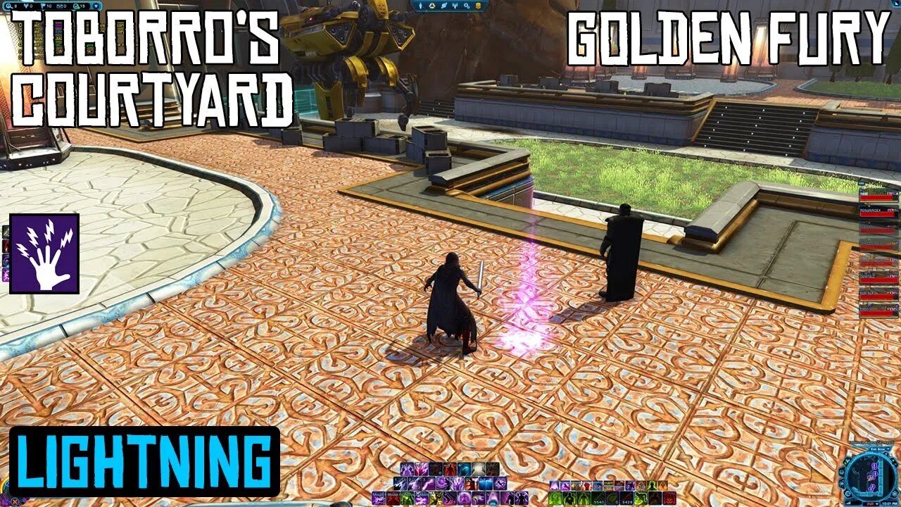 SWTOR Toborro's Court Yard Boss Fight. Golden Fury. Level 75 Lightning Sorcerer