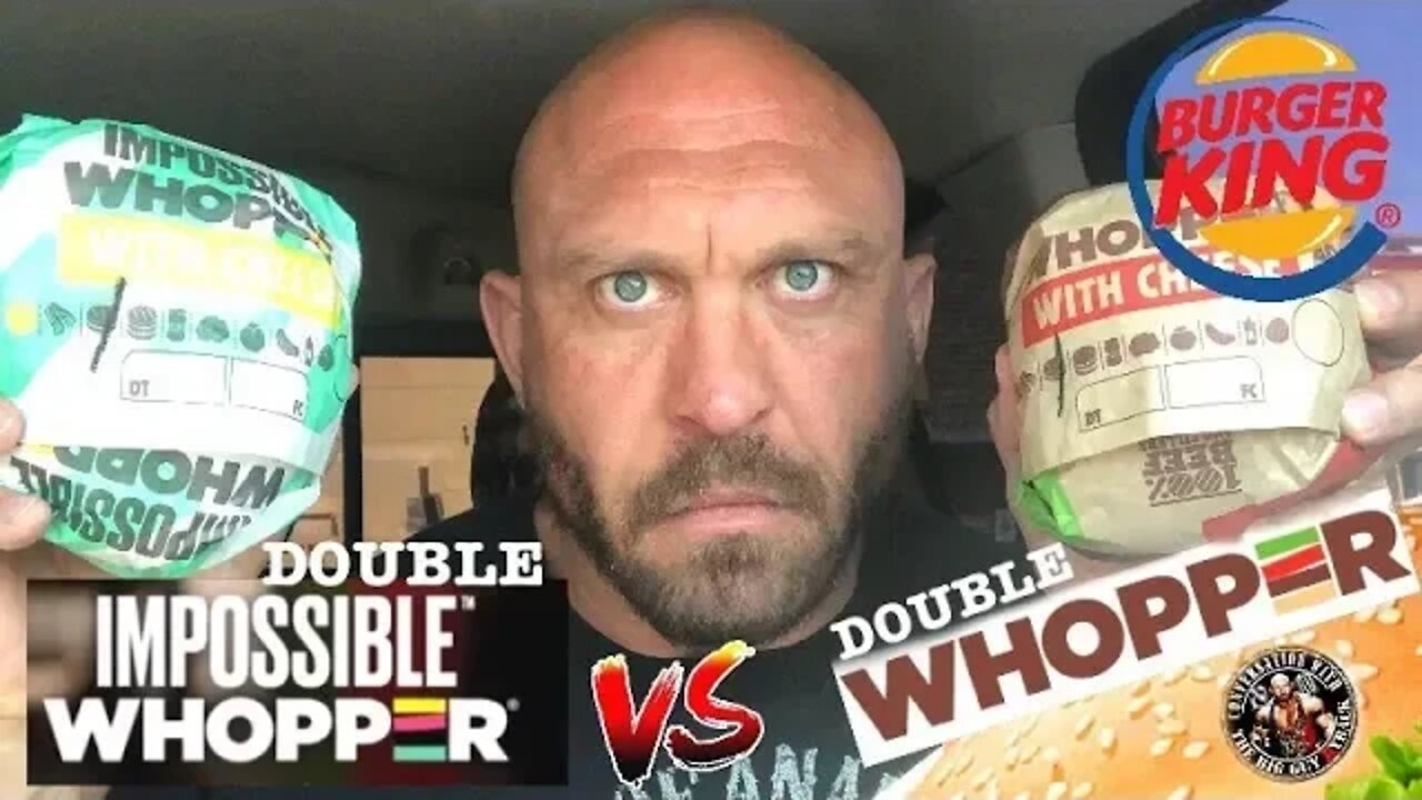 Burger King DOUBLE Impossible Burger VS DOUBLE Whopper - Ryback Food Mukbang Challenge