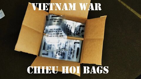 Opening an Original Box of 500 Vietnam War "Chieu Hoi" Bags.