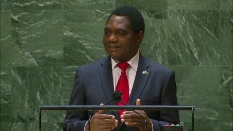 President Hakainde Hichilema Reading Bible, Addressing United Nation General Debate, 76th Session