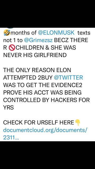🤣months of @ELONMUSK texts not 1 to @Grimezsz BECZ THERE R 🚫CHILDREN&SHE WAS NEVER HIS GIRLFRIEND