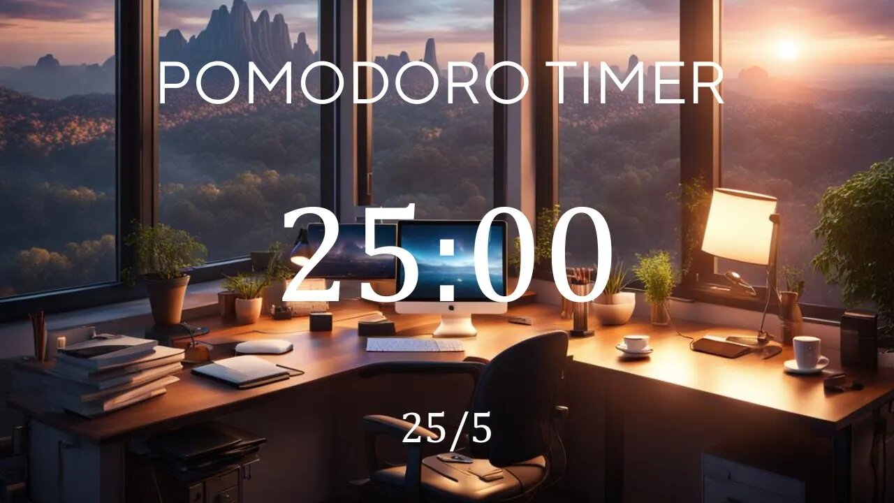 25/5 Pomodoro Timer🌄 Jazz music + Frequency for Relaxing, Studying and Working 🌄