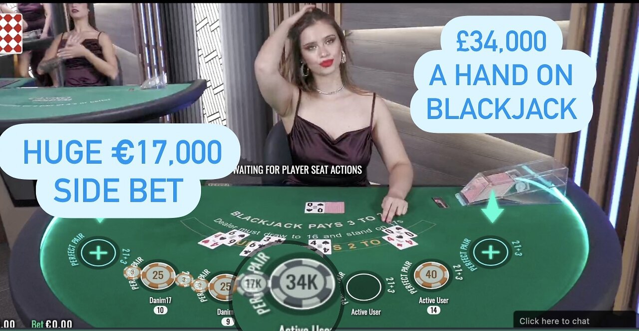 Start with €17,000 increased to €34,000 Every Hands whole Session black jack