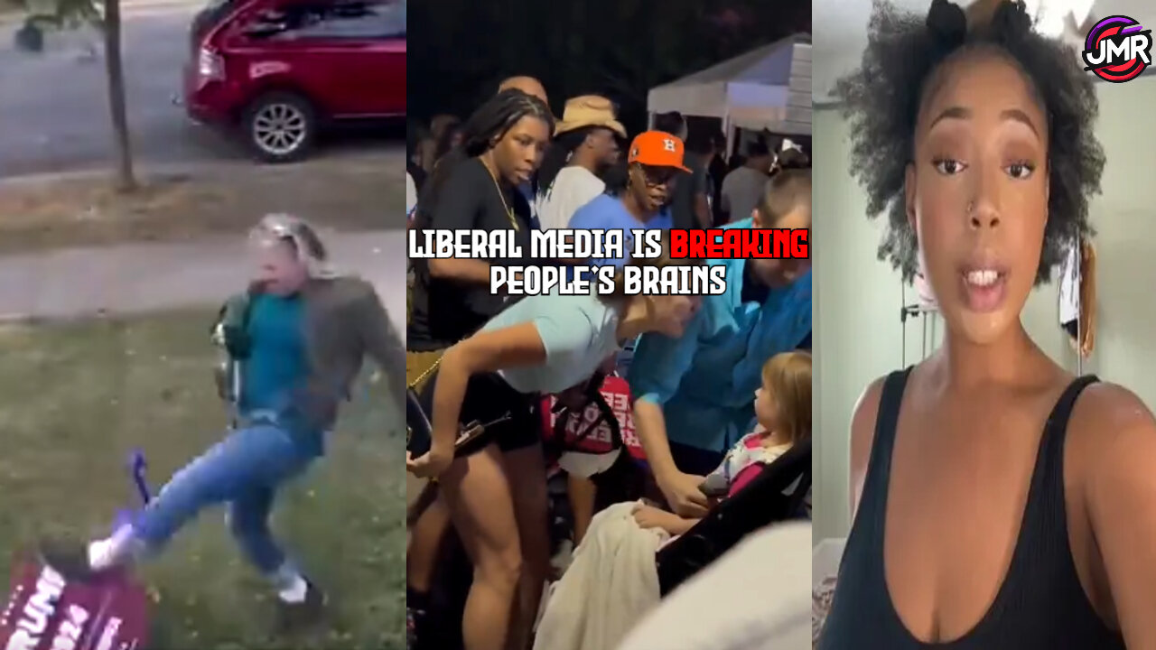 Liberal media is making people LOSE THEIR MINDS! Liberal woman SMASHES Trump sign