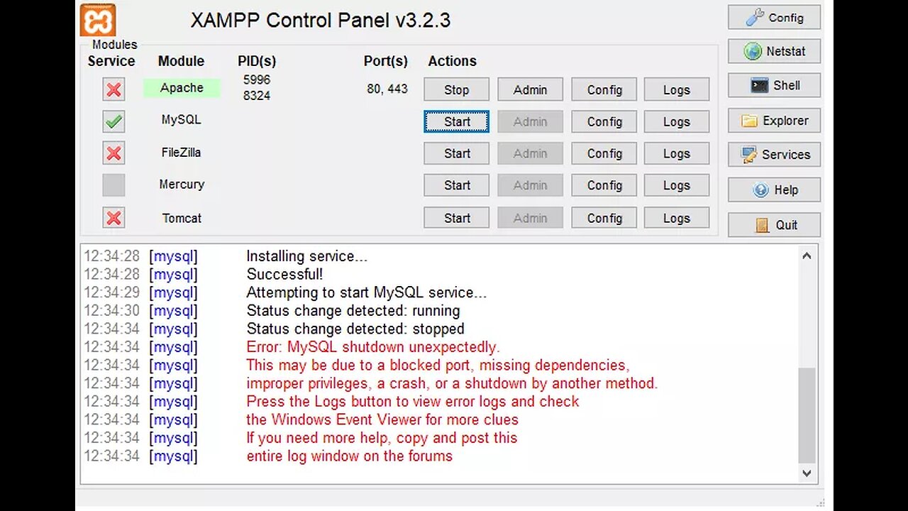 How do I fix MySQL shutdown unexpectedly on XAMPP? | How to enable MySQL in XAMPP?